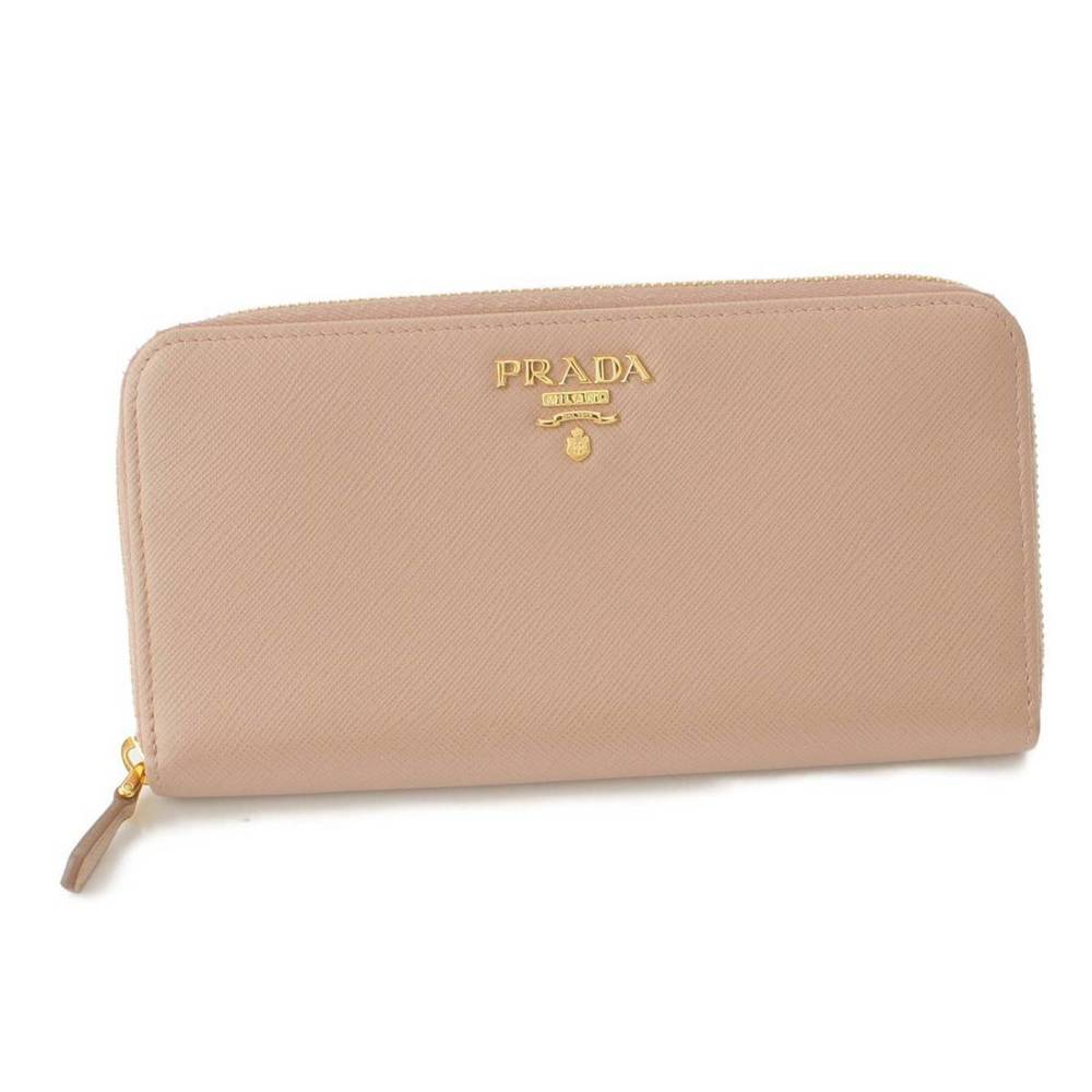 Prada Saffiano Round Zip Wallet Long Wallet Pink - image 1